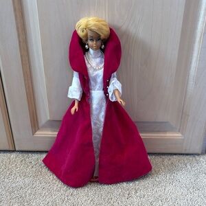Vintage 1962 Barbie in Vibrant Pink Coat and Elegant White Gown
